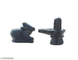 Marble small Nandi pindi, intricately carved Indian Shivling set of 2