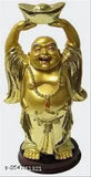 Laughing Buddha with Money Ingot in Hands Up Posture, 12cm poly resin home decor or wall hanging, ideal for Feng Shui or Indian-themed room decoration