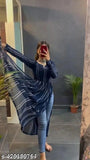 Naira Cut Kurti with Blue Floral Print on a Hanger