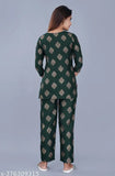 Soft printed rayon nightsuit for women, three-quarter sleeves, Indian origin