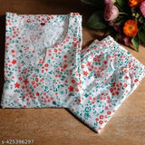 Rayon printed nightwear set, includes comfortable top and pajamas for ladies, 3/4 sleeve V-neck design, made in India