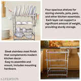 Stainless steel kitchen rack stand with shelves, supporting efficient organization of kitchen utensils and essentials
