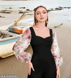 Lycra net bollywood-style jumpsuit for women, featuring sizes S to XXL, India origin