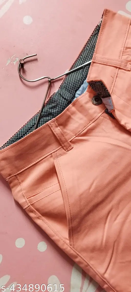 Orange cotton men's casual trousers