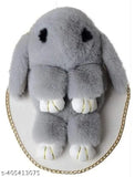 Stuffed animal style bag, plush bunny charm, smooth zipper closure
