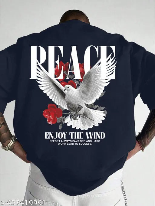 Oversized cotton blend SMOSH t-shirt with three-quarter sleeves, printed design for men or women