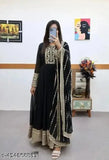 Georgette anarkali gown duppata full set, ready-to-wear Indian wedding dress in solid color