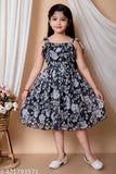 Black and white patterned self-design dress with short sleeves