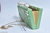 Resin clutch, rich sky blue color, sturdy white handle