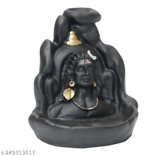 Handcrafted Adiyogi Shiva Statue with incense holder, premium polyresin, Indian decorative showpiece with 60 free fragrance incense cones