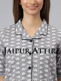Jaipur Attire women's printed cotton nightsuit set in Cambric fabric, short sleeves and shorts style, size options available (XS-XL), Indian origin