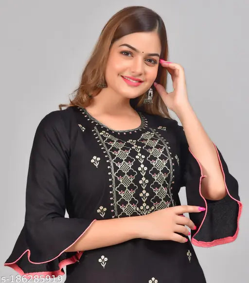 Rayon Kurta & Pallazo set, three-quarter sleeves, printed net, Indian ethnic wear for XL, XXL