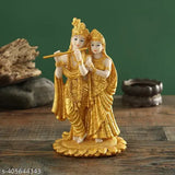 Resin Gold Lord Radha Krishna Idol Showpiece (19cm x 11cm x 11cm), perfect for home decor and pooja room