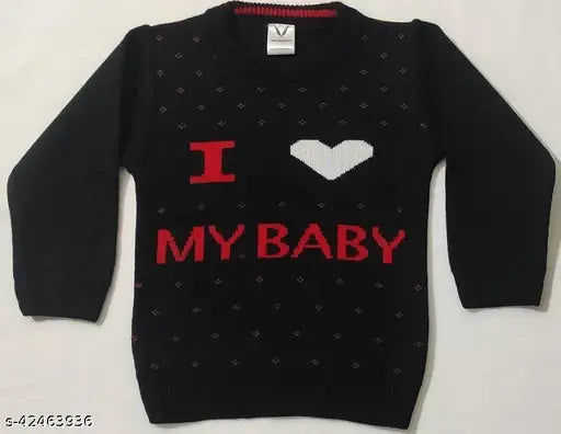Acrylic embellished sweaters for boys and girls, soft infant wear in 9-12 months size from India