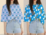 Oversized T-shirt with white graphic print for women's fashion combo