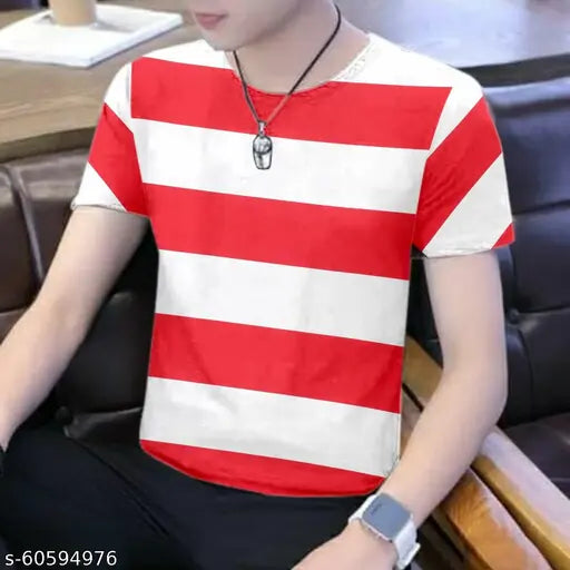 Large cotton blend t-shirt with printed design, short sleeves, available in S, M, L, XL