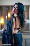 Chiffon saree with solid art silk blouse, trendy voguish printed pattern from India