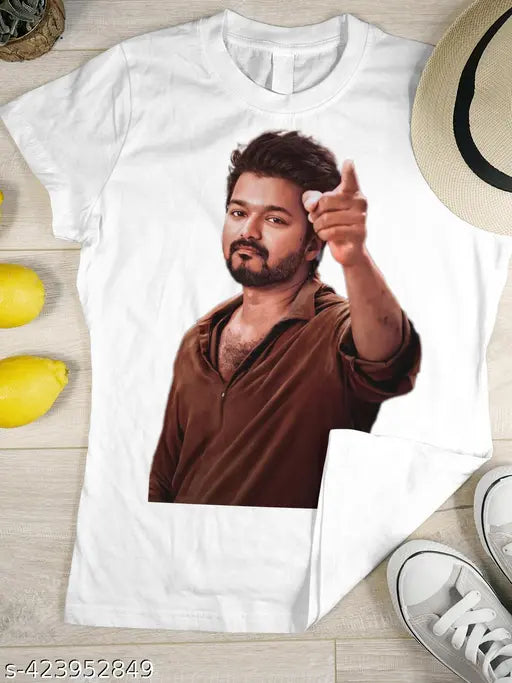 Thalapathy Vijay printed polycotton men's t-shirt - round neck, half sleeves, regular fit, ultra soft, comfortable, lightweight