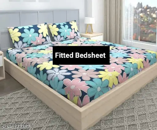 Luxury cotton double bedsheet [72X78 inches] with 2 floral pillow covers [18X28 inches], heavy quality and superfine for summer use, ideal for adults