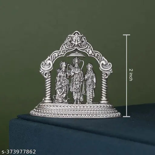 Silver Ram Darbar small size, intricately crafted Indian religious idol for car decor
