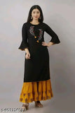 Black kurta, yellow pajama pants, festive attire set