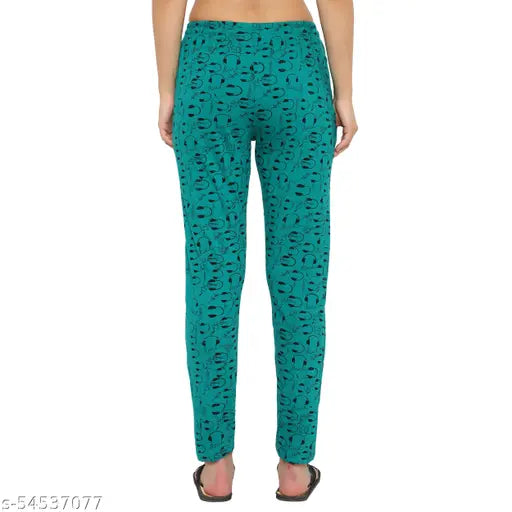 Blue printed cotton relaxed fit track pants for women, Girl's, pack of 2
