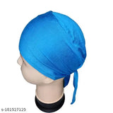 Blue cotton hijab cap, underscarf head wrap with tie