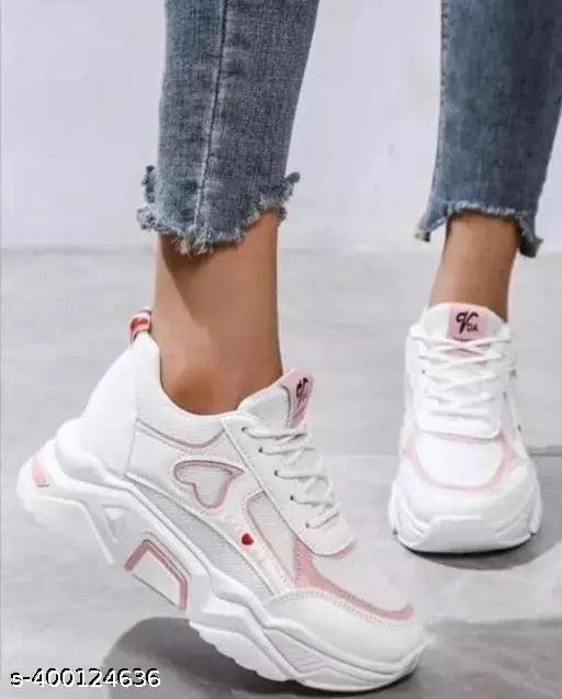 Indian-made Belobog mesh sneakers for women in solid print, featuring lace-up fastening and net detail, perfect for casual outfits