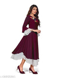 Diya Georgette Women's Kurti - Solid, three-quarter sleeve, faux fabric, Indian fashion for S-XXXL sizes