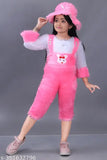 Winter dress pink, wool three-quarter sleeves self-design net for kids, girls winter wear, India origin