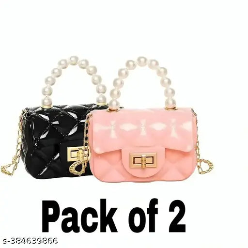 Silicone sling bag with adjustable straps, black and pink