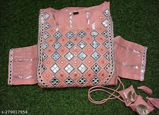 Pink viscose embroidered anarkali kurta