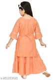 Kids rayon A-line kurta set with embellishments, 10-11 years size, Indian traditional clothing for kids