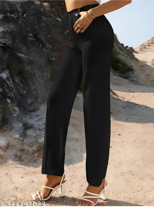Classic black ribbed western pants, stretchable yoga trousers with bell bottom style
