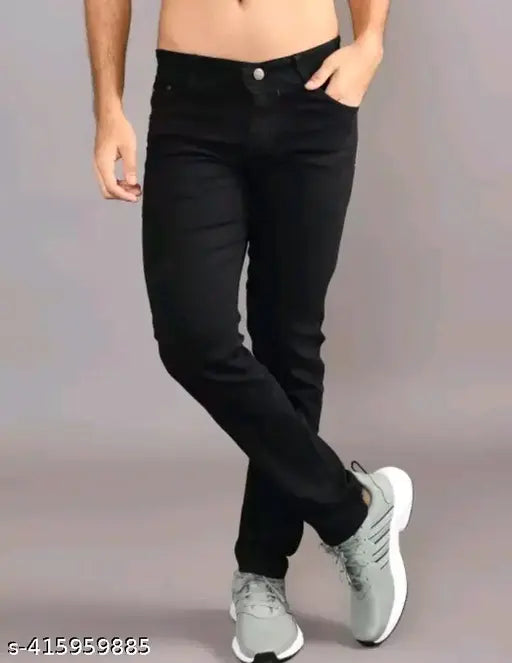 Attractive Men's black denim jeans - Solid fit, versatile wardrobe essential for fashionable men (Size: 24,26,28,30,32,34)