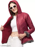 Solid fur-trimmed polyester parka for women and girls, hooded, long sleeves, winter wear, bellalush brand