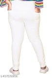 Plus size premium quality white denim jeggings, stretchable lycra fabric and elastic waistband for comfort, 40-inch length in all sizes, made in India