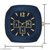 Black belt analog watch, classic design, genuine leather band, 12-hour time display, gold buckle