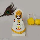 White resin Shyam Baba statue, Indian home temple decorative item with white face (0.5x1x0.5 inches)