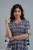 Daily wear women's 100% cotton kurti, three-quarter sleeves, printed pattern. Indian handloom traditional attire for casual outfits