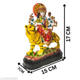 Handpainted Poly Resin Nav Durga Devi Sherawali Mata Statue, ideal for auspicious gifting and home decor. Durga seated on a lion, perfect for temple or home puja