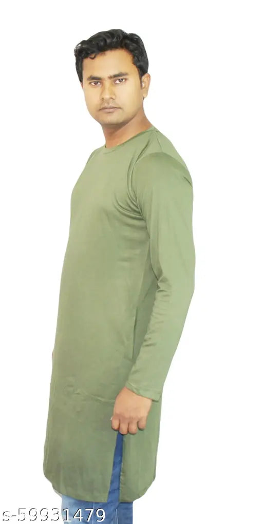 Stylish long kurta, Indian cotton, vibrant color, size L (chest 40 in)