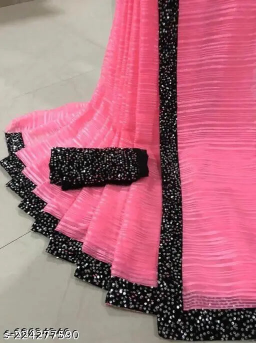 Pink and black sequined blouse