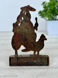 Metal Jai Shani Dev idol showpiece, handcrafted artifact decor from India, 4.5cm x 11cm x 1.5cm size