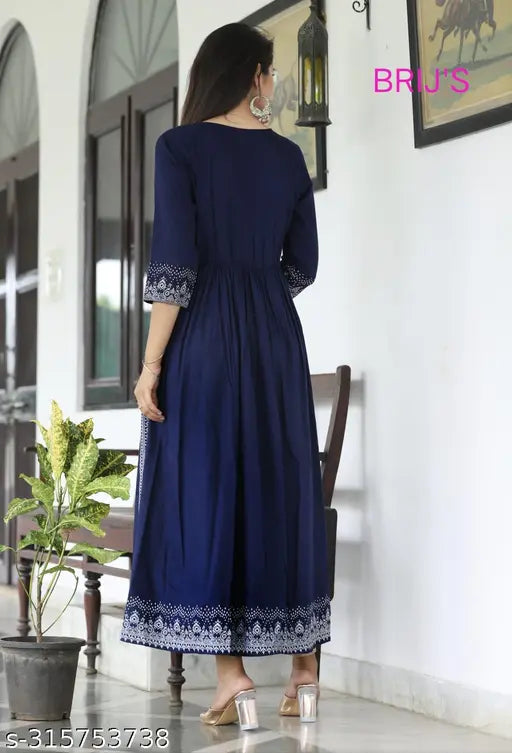 Rayon New n latest Jivira Nyra Kurtis, printed combo, 3/4 sleeves, Indian Sanganeri print