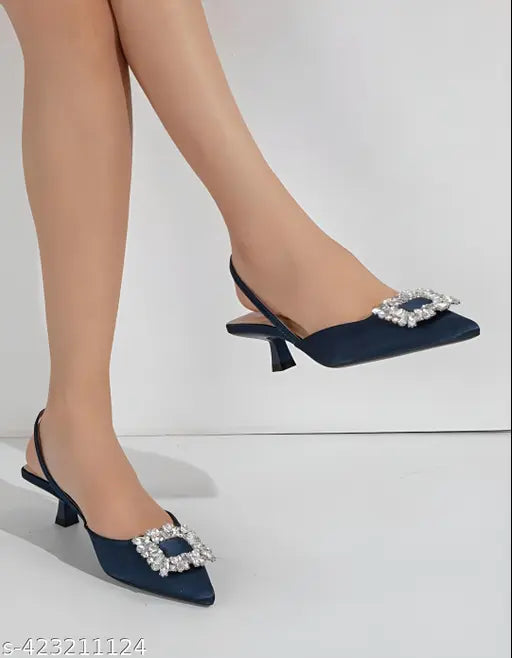 Patent leather women's KDB Fashions high heels - casual solid pointed elastic toe shoes, stylish & comfortable for parties or office wear
