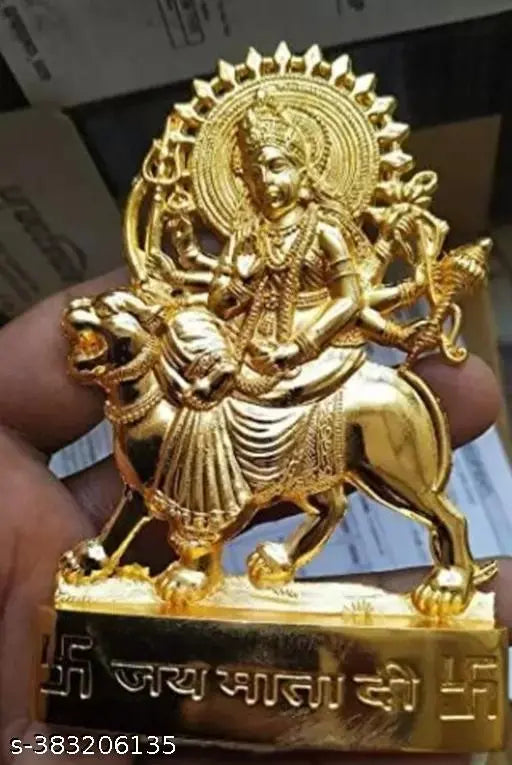 Maa Durga Ji Metal God Idol, Indian-made 1.5 cm x 1.5 cm x 1.5 cm metal figurine depicting Hindu deity