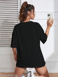 Oversized black t-shirt, baggy cut for women, casual style, latest fashion trend