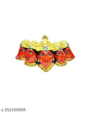 Orange aluminum Panchmukhi Hanuman statue for home hanging, symbolizing protection, strength, and devotion. (6 inch width)