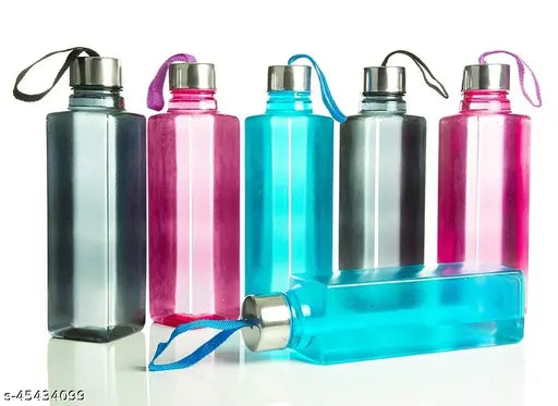 Designer plastic water bottles, sleek and durable, pack of 6, measuring 57.5 cm x 27 cm x 97 cm, made in India